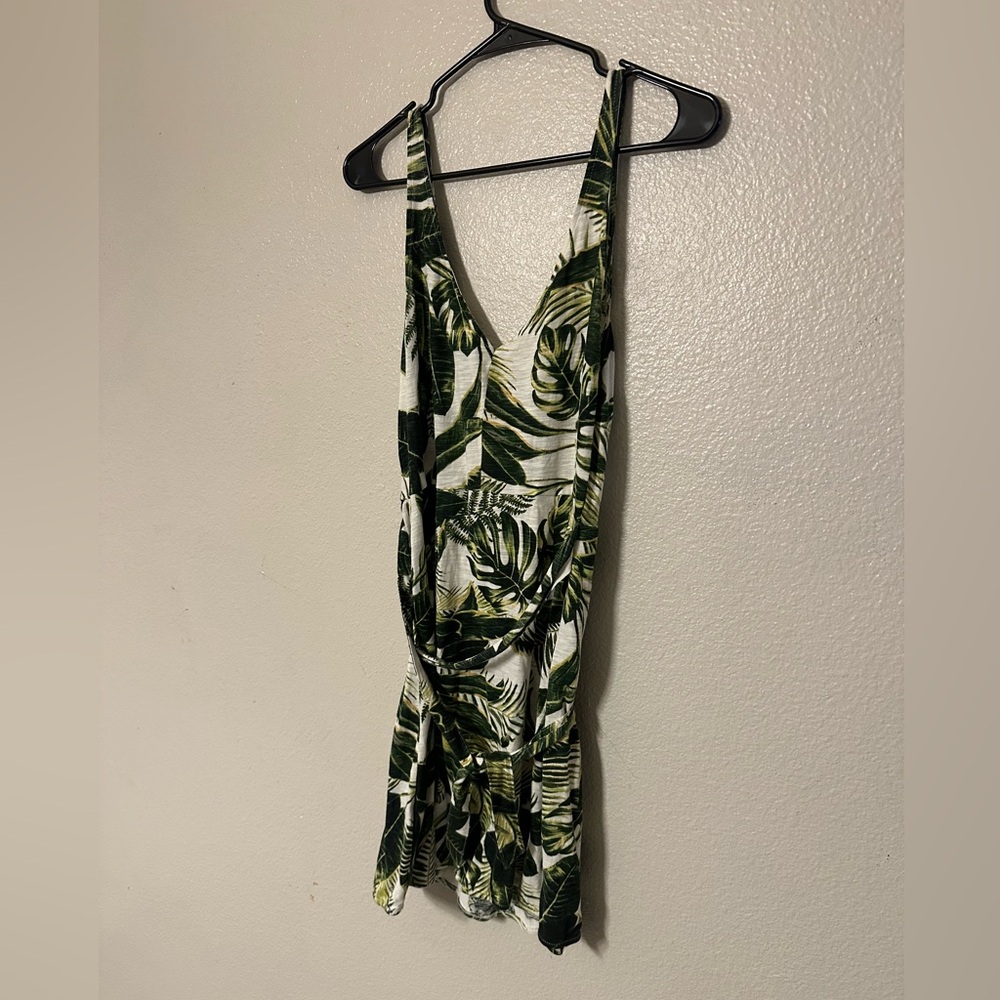 H&M Palm Leaf Print Wrap-Front Mini Dress